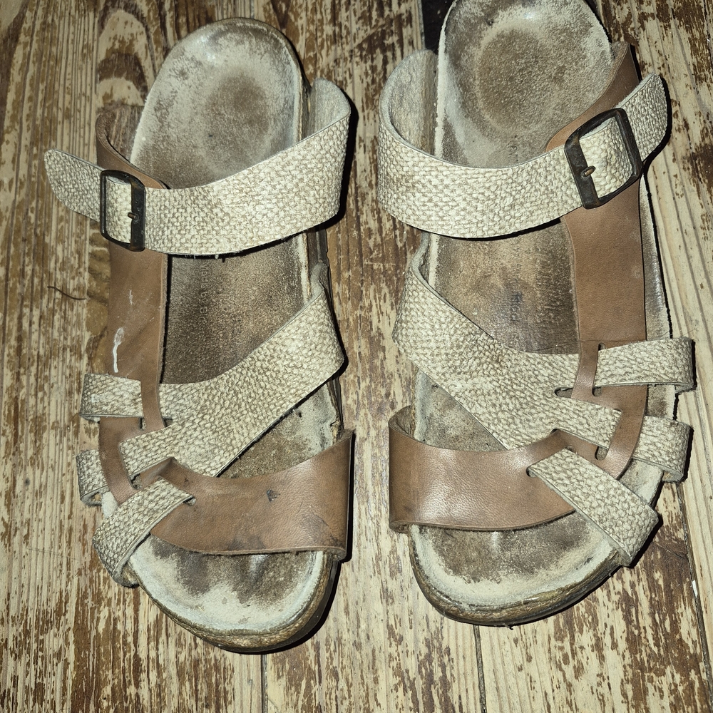 Birkenstock Brown and Cream Sandals